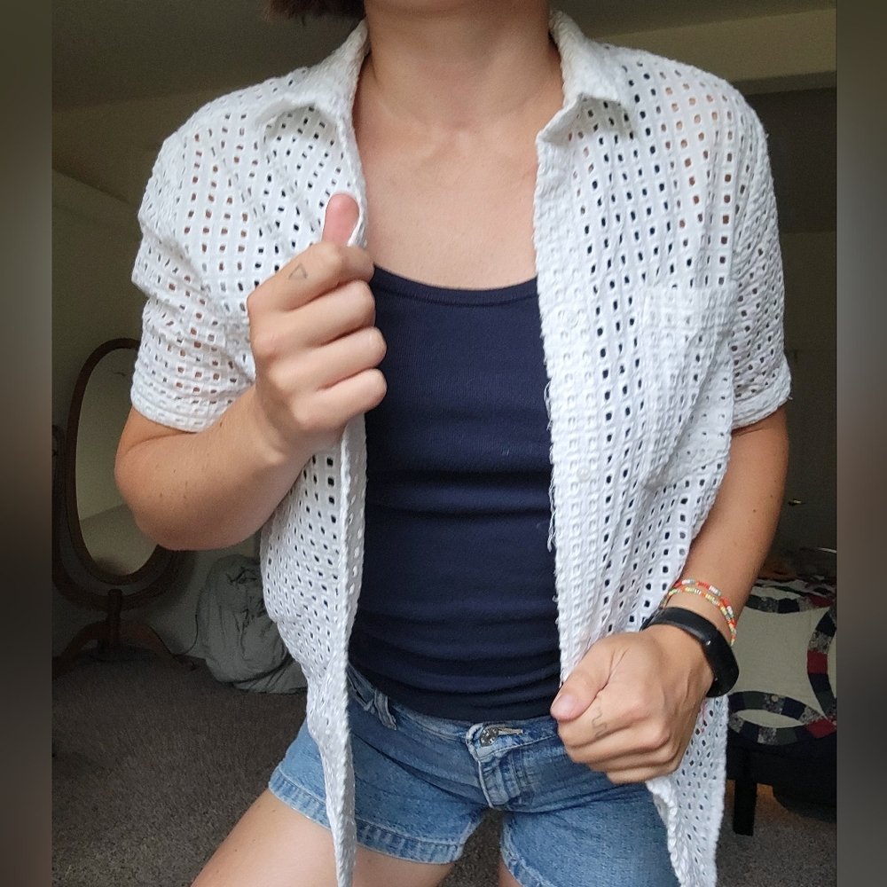 White button-down